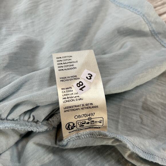 By Anthropologie Peplum Tank Top Light Sage Cotton Soft Ruffle Boho Indie - Picture 5 of 6